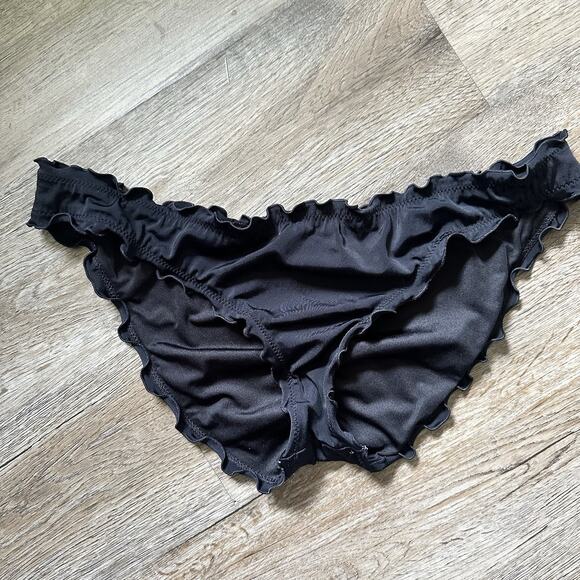 Victoria’s Secret Swim The Cheeky Ruffle Bikini Bottom in Black Large - Picture 1 of 5